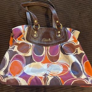 Vintage Coach purse in colorful signature Coach print